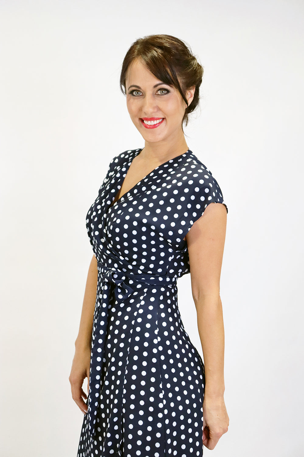 Vivian Venus Dress - Navy Spot | Maxi Wrap Dress | Annah Stretton